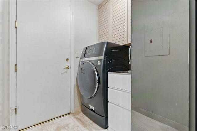 8215 Crow Valley Ln, Las Vegas, NV 89113 - laundry area with washer / clothes dryer and light tile patterned floors