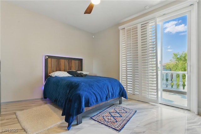 8215 Crow Valley Ln, Las Vegas, NV 89113 - bedroom with access to outside, multiple windows, and ceiling fan