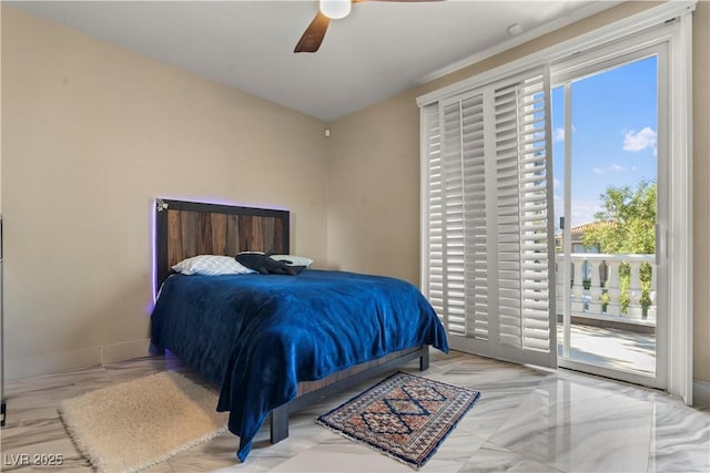 8215 Crow Valley Ln, Las Vegas, NV 89113 - bedroom with access to exterior and ceiling fan