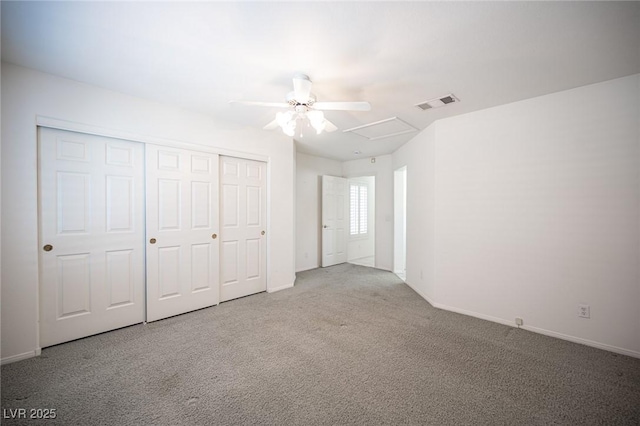 9728 Drumcannon Ave, Las Vegas, NV 89129 - unfurnished bedroom featuring carpet, attic access, a closet, and ceiling fan