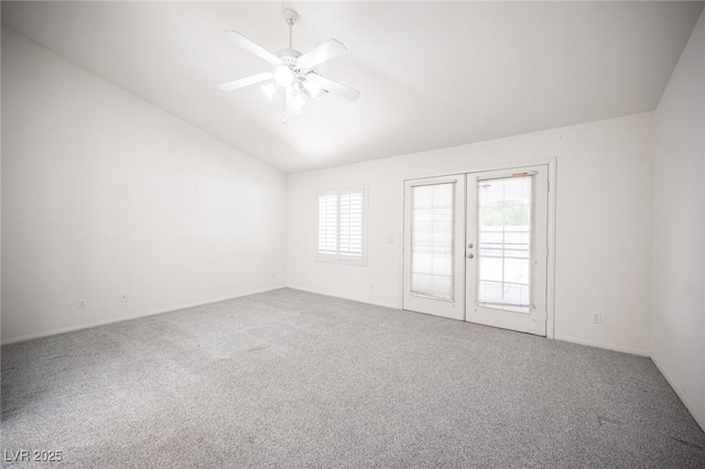 9728 Drumcannon Ave, Las Vegas, NV 89129 - empty room featuring lofted ceiling, carpet flooring, french doors, and ceiling fan