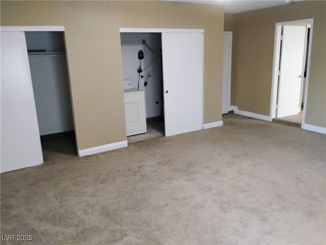608 Watkins Dr, Las Vegas, NV 89107 - unfurnished bedroom featuring washer / clothes dryer, carpet, and ensuite bath