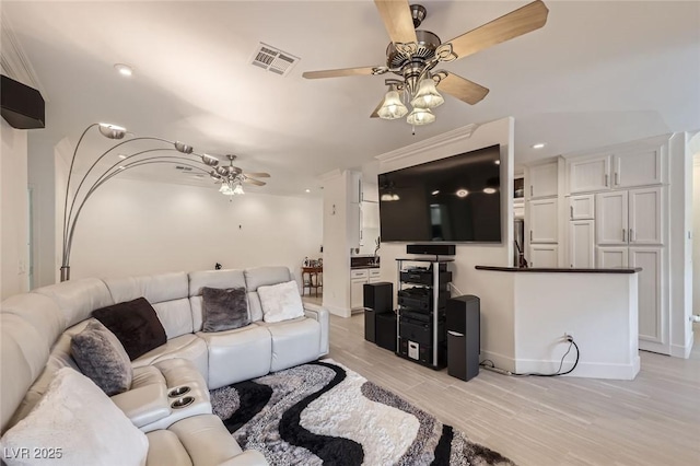 2050 W Warm Springs Rd Unit 3624, Henderson, NV 89014 - living room featuring a ceiling fan, light wood-type flooring, and recessed lighting
