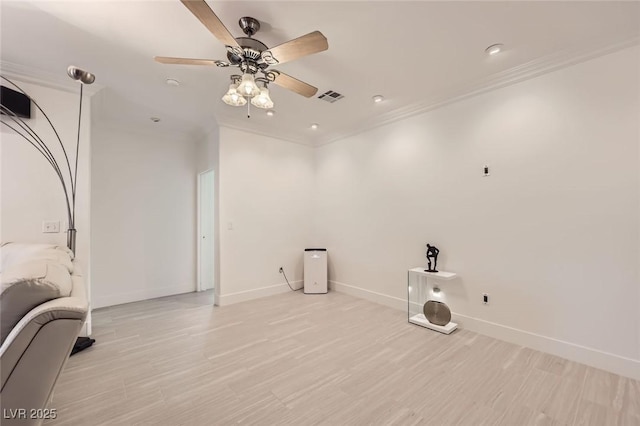 2050 W Warm Springs Rd Unit 3624, Henderson, NV 89014 - laundry area featuring ceiling fan, ornamental molding, light wood-style flooring, and recessed lighting