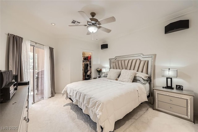 2050 W Warm Springs Rd Unit 3624, Henderson, NV 89014 - bedroom featuring light carpet, a spacious closet, access to exterior, ceiling fan, and a closet