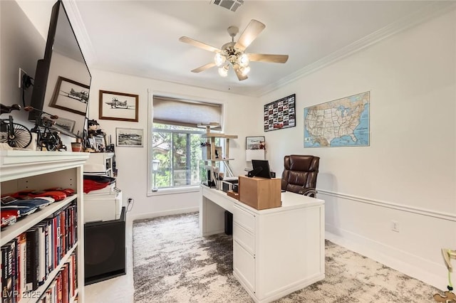 2050 W Warm Springs Rd Unit 3624, Henderson, NV 89014 - office featuring light colored carpet, ceiling fan, and ornamental molding