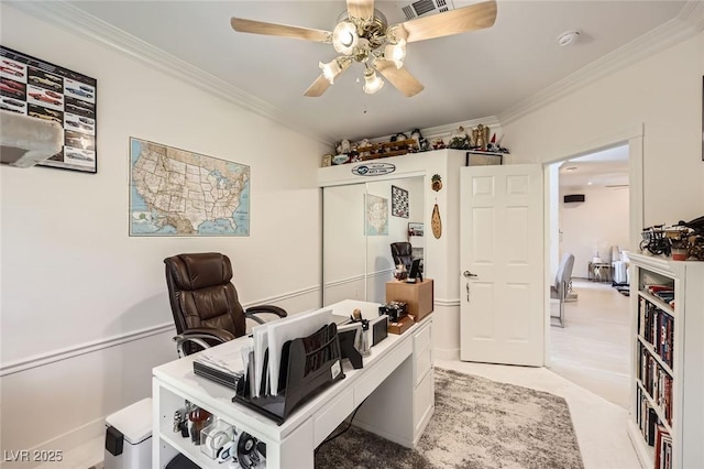 2050 W Warm Springs Rd Unit 3624, Henderson, NV 89014 - home office with ornamental molding and a ceiling fan