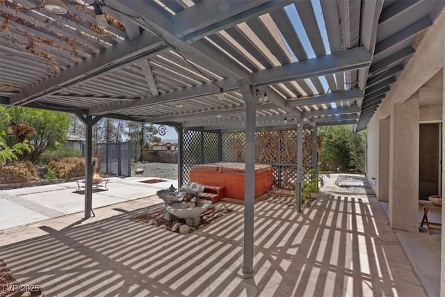 5981 Doubletree Rd, Pahrump, NV 89061 - view of patio / terrace with a hot tub and a pergola