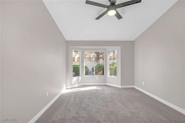 9513 Yucca Blossom Dr, Las Vegas, NV 89134 - spare room featuring carpet floors, ceiling fan, and lofted ceiling