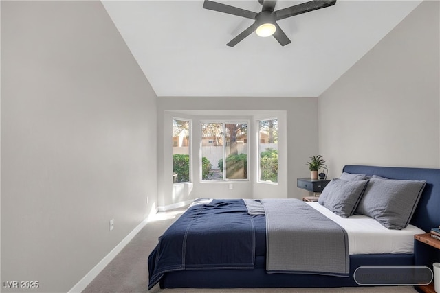9513 Yucca Blossom Dr, Las Vegas, NV 89134 - carpeted bedroom featuring lofted ceiling and ceiling fan