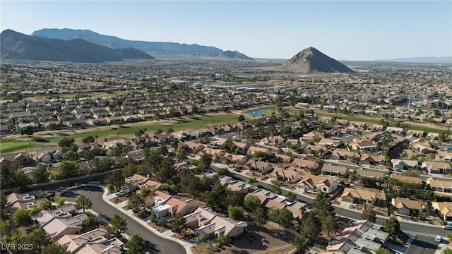 9513 Yucca Blossom Dr, Las Vegas, NV 89134 - aerial overview of property's location featuring mountains and nearby suburban area