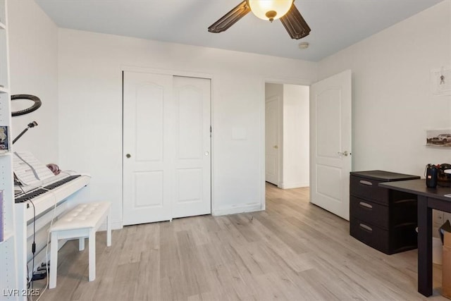 8550 Little Fox St, Las Vegas, NV 89123 - home office with light wood-type flooring and ceiling fan