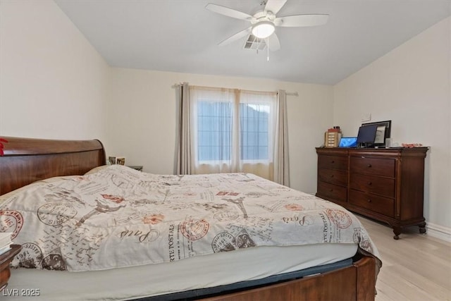 8550 Little Fox St, Las Vegas, NV 89123 - bedroom featuring light wood finished floors, lofted ceiling, and ceiling fan