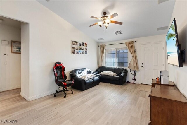 8550 Little Fox St, Las Vegas, NV 89123 - living room with ceiling fan, light wood finished floors, and lofted ceiling