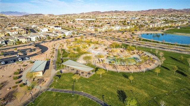 827 Klamath Springs St, Henderson, NV 89011 - aerial view of property's location featuring nearby suburban area and a water and mountain view