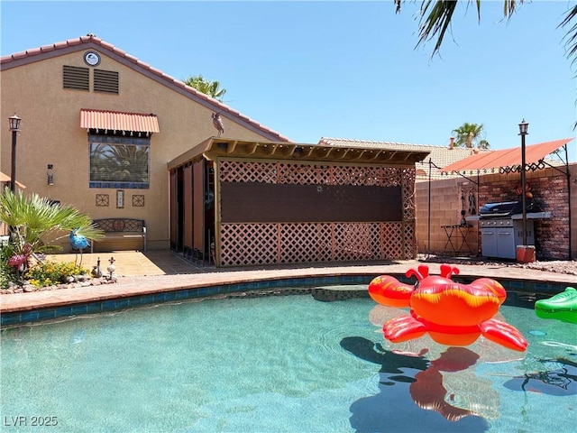 5929 Gentle Creek Ln, North Las Vegas, NV 89031 - outdoor pool featuring a grill