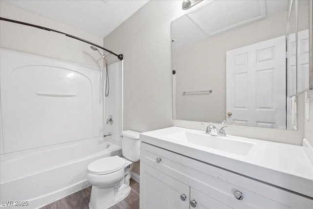 6460 Raven Hall St, North Las Vegas, NV 89084 - bathroom with vanity, wood finished floors, and shower / washtub combination