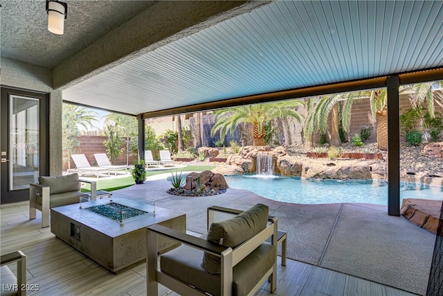 1509 Winslow St, Las Vegas, NV 89117 - view of patio with a fire pit and an outdoor pool