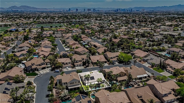 1509 Winslow St, Las Vegas, NV 89117 - aerial perspective of suburban area featuring property boundaries highlighted and a mountain backdrop