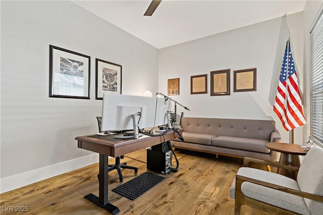 1509 Winslow St, Las Vegas, NV 89117 - office area with wood finished floors and a ceiling fan