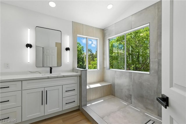 2105 Madagascar Ln, Las Vegas, NV 89117 - full bathroom with vanity and vaulted ceiling