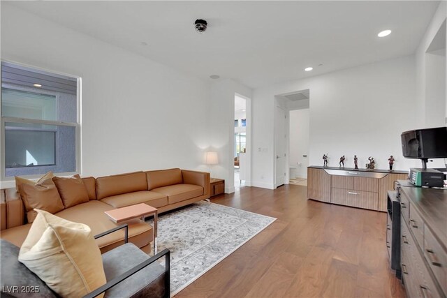 818 Calluna St, Las Vegas, NV 89138 - living room featuring wood finished floors and recessed lighting
