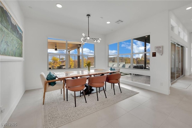 818 Calluna St, Las Vegas, NV 89138 - dining space with recessed lighting, a chandelier, and light tile patterned floors
