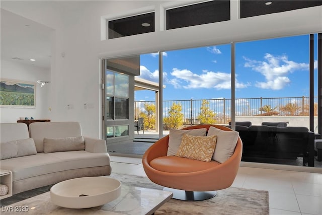 818 Calluna St, Las Vegas, NV 89138 - living room featuring tile patterned floors and recessed lighting