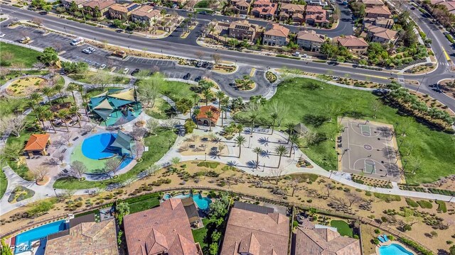 818 Calluna St, Las Vegas, NV 89138 - aerial view of property's location featuring a pool and nearby suburban area