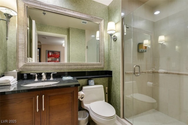135 E Harmon Ave Unit 2821, Las Vegas, NV 89109 - bathroom with vanity and a shower stall
