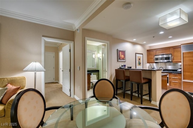 135 E Harmon Ave Unit 2821, Las Vegas, NV 89109 - dining space featuring ornamental molding and recessed lighting