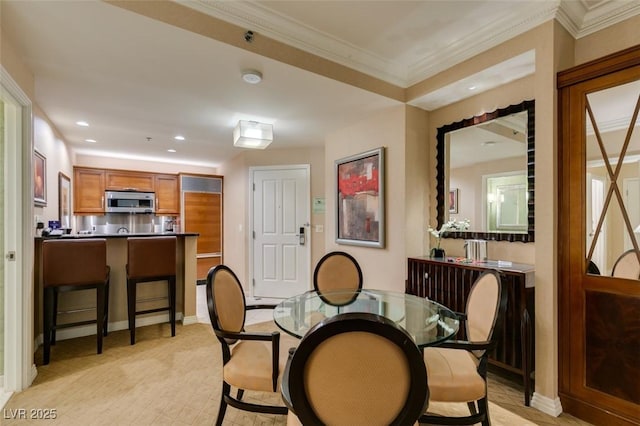 135 E Harmon Ave Unit 2821, Las Vegas, NV 89109 - dining space featuring crown molding and recessed lighting