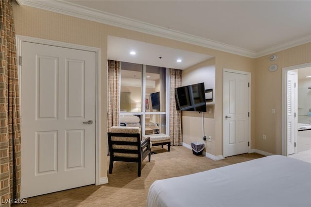 135 E Harmon Ave Unit 2821, Las Vegas, NV 89109 - bedroom with crown molding and connected bathroom