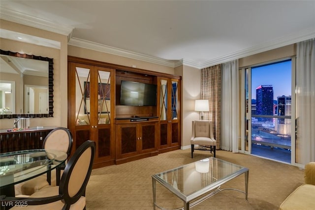 135 E Harmon Ave Unit 2821, Las Vegas, NV 89109 - living area featuring carpet floors and crown molding