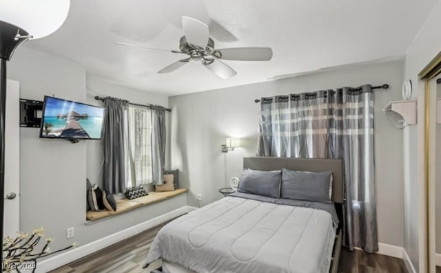 3145 E Flamingo Rd Unit 1045, Las Vegas, NV 89121 - bedroom with wood finished floors and ceiling fan