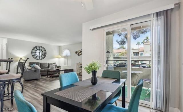 3145 E Flamingo Rd Unit 1045, Las Vegas, NV 89121 - dining room with wood finished floors and a ceiling fan