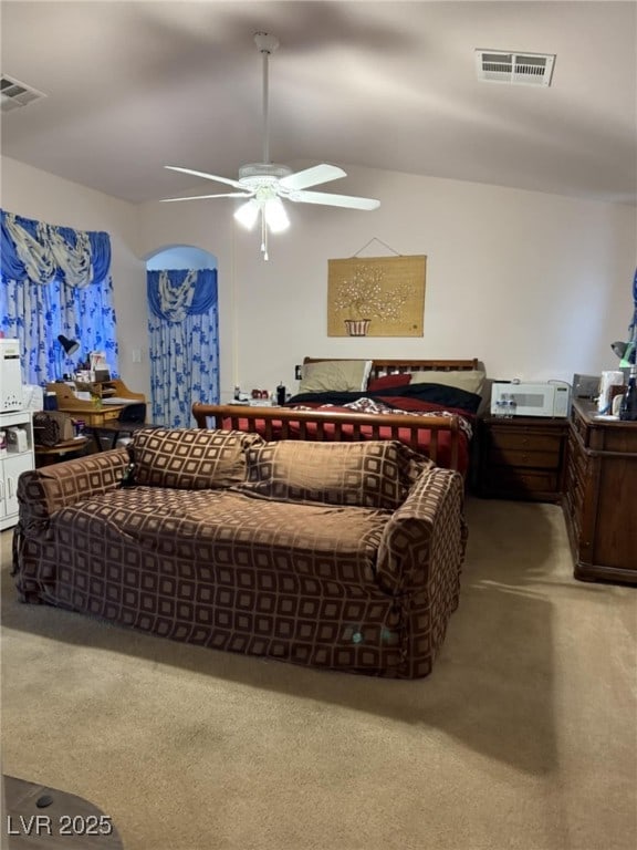 5651 Bettors Luck Ct, Las Vegas, NV 89122 - carpeted bedroom featuring a ceiling fan
