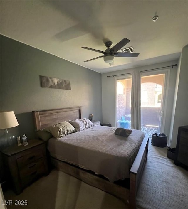 3975 N Hualapai Way Unit 246, Las Vegas, NV 89129 - bedroom featuring carpet floors, access to outside, and a ceiling fan
