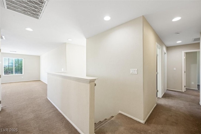 6713 Guidestar St, North Las Vegas, NV 89084 - hall with an upstairs landing, carpet flooring, and recessed lighting