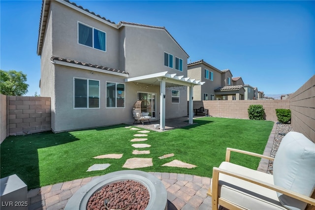 2024 Mystic Wave Rd, North Las Vegas, NV 89031 - back of property with stucco siding, a patio, a fenced backyard, and a tile roof