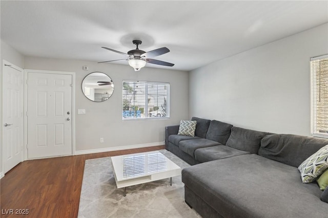 7640 Woven Memories St, Las Vegas, NV 89149 - living room featuring wood finished floors and ceiling fan