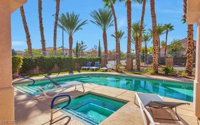 2889 Anteres St, Las Vegas, NV 89117 - view of swimming pool with a hot tub and a patio