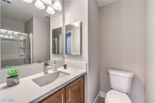 9129 Patrick Henry Ave, Las Vegas, NV 89149 - bathroom with vanity, a shower with shower door, and a chandelier