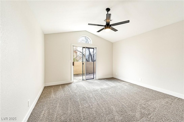8113 Bay Springs Dr, Las Vegas, NV 89128 - spare room featuring ceiling fan, carpet, and vaulted ceiling