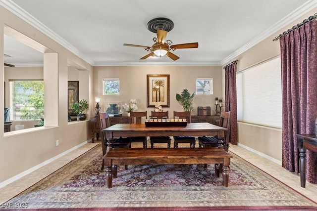 8623 Kennedy Heights Ct, Las Vegas, NV 89131 - dining area with a ceiling fan and crown molding