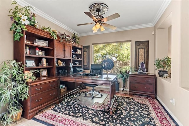 8623 Kennedy Heights Ct, Las Vegas, NV 89131 - office space featuring a ceiling fan and ornamental molding