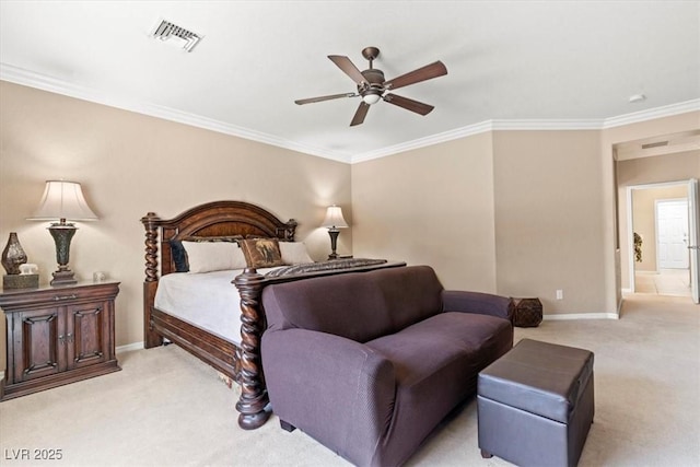 8623 Kennedy Heights Ct, Las Vegas, NV 89131 - bedroom featuring light colored carpet, crown molding, and a ceiling fan