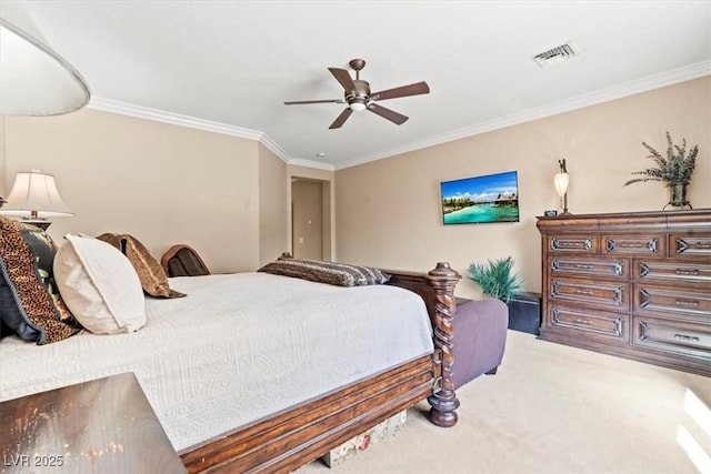 8623 Kennedy Heights Ct, Las Vegas, NV 89131 - carpeted bedroom with crown molding and ceiling fan