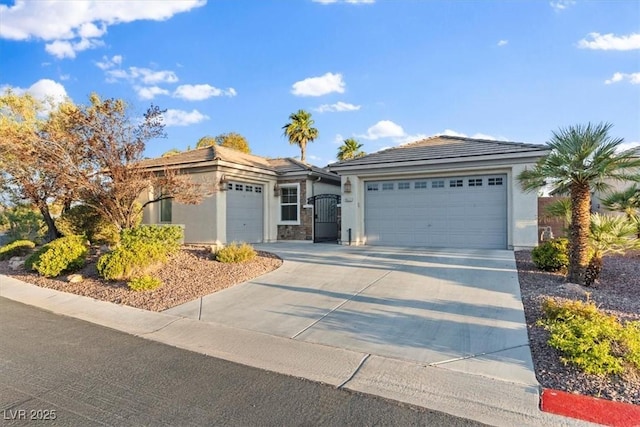 8623 Kennedy Heights Ct, Las Vegas, NV 89131 - ranch-style house featuring an attached garage, stucco siding, and concrete driveway