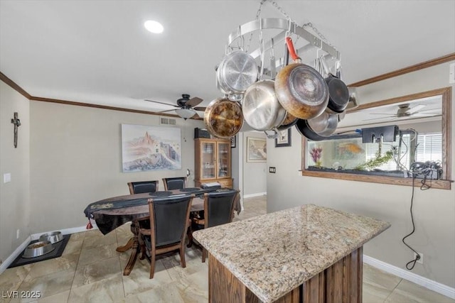 7026 Westpark Ct, Las Vegas, NV 89147 - dining room featuring a ceiling fan and ornamental molding